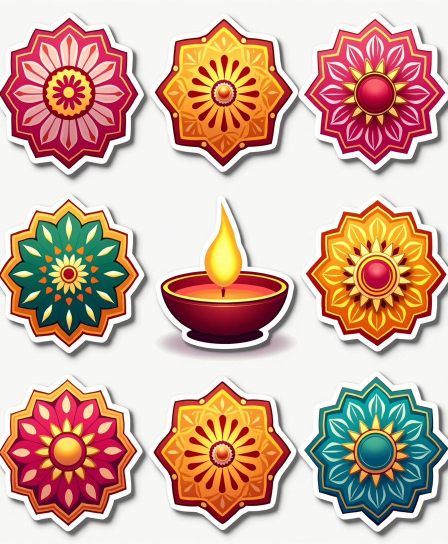 Mandalas & Rangoli - Sticker Sheet v13